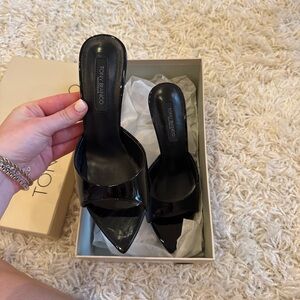 Tony Bianco Black Patent Pointed Toe Mule